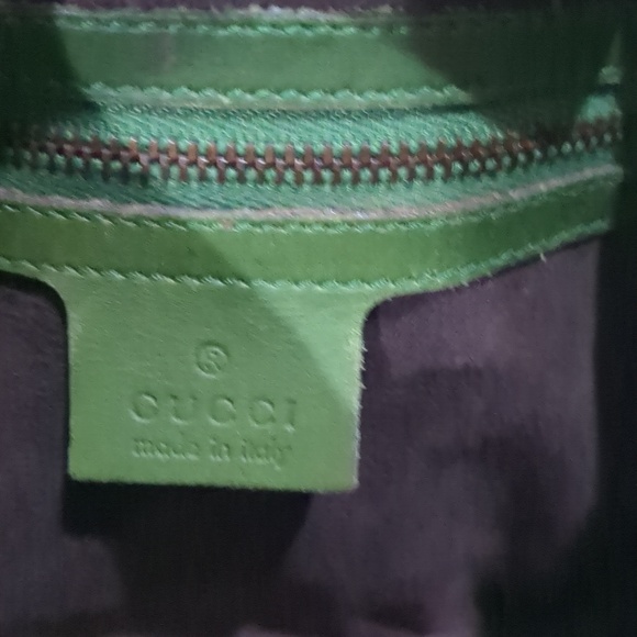 Gucci Olive Suede Shoulder Bag with GG Detail and Gold Hardware VINTAGE JACKIE - Picture 16 of 16